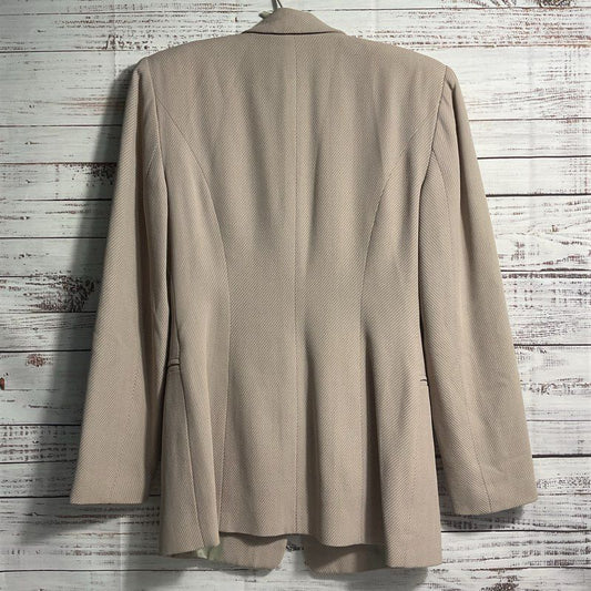 Claudio Lugli Gray/Beige Twill Faux Clasp Embellishment Blazer Jacket sz 40