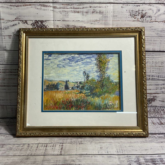 "Landscape at Vetheuil" Impressionist Print by Claude Monet in Elegant Frame