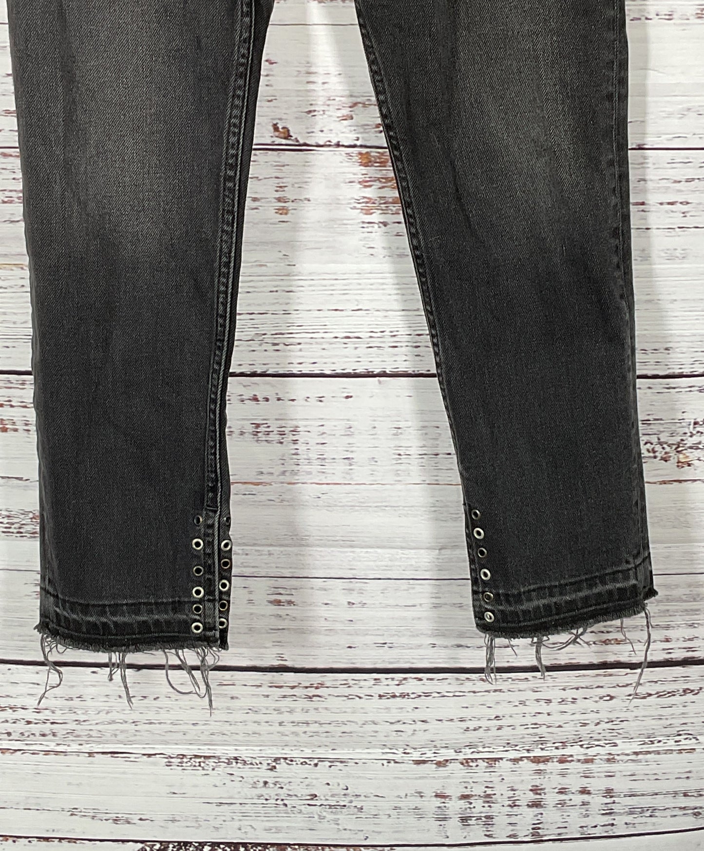 Sandro Embellished Eyelets High Rise Denim Skinny Jeans Black 38