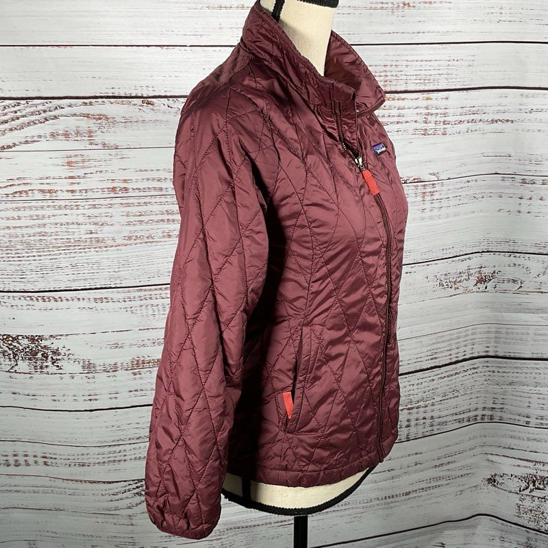 PATAGONIA Girls Burgundy Full Zip Primaloft Quilt Nano Puff Jacket - SZ L