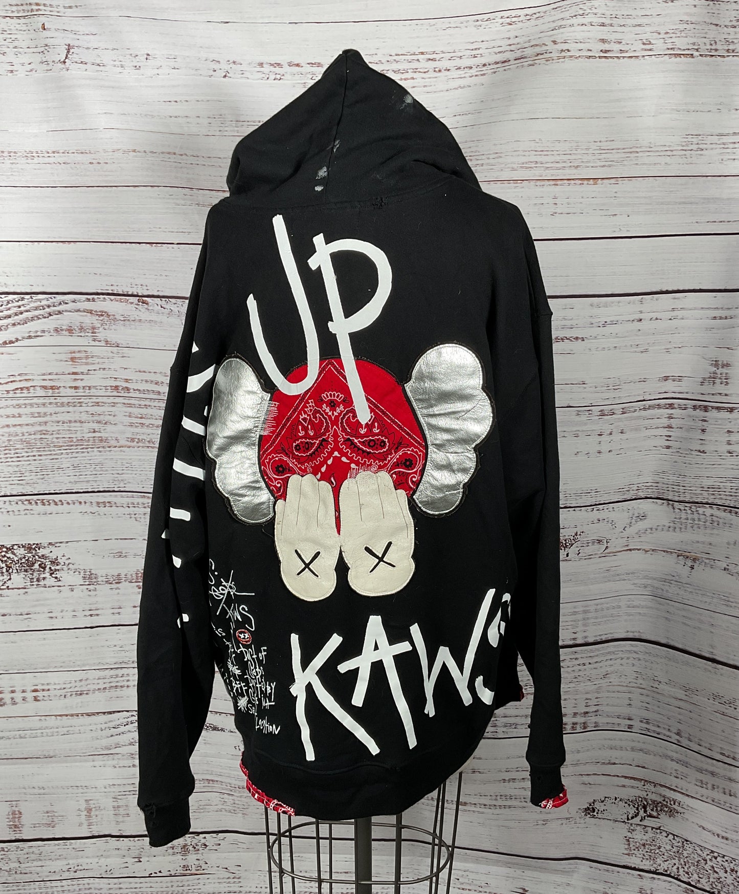 Cool Dust of Gods X Kaws Black 1 of 1 Distressed Stuffy Hoodie - Size Large