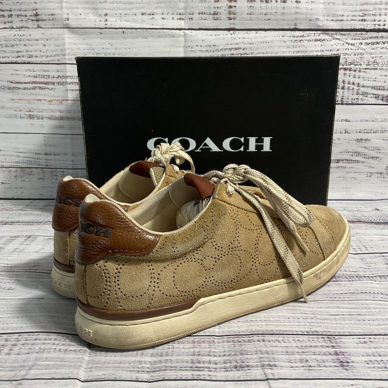 Coach Clip Perforated Khaki Sneakers Men's 8.5 in OG Box