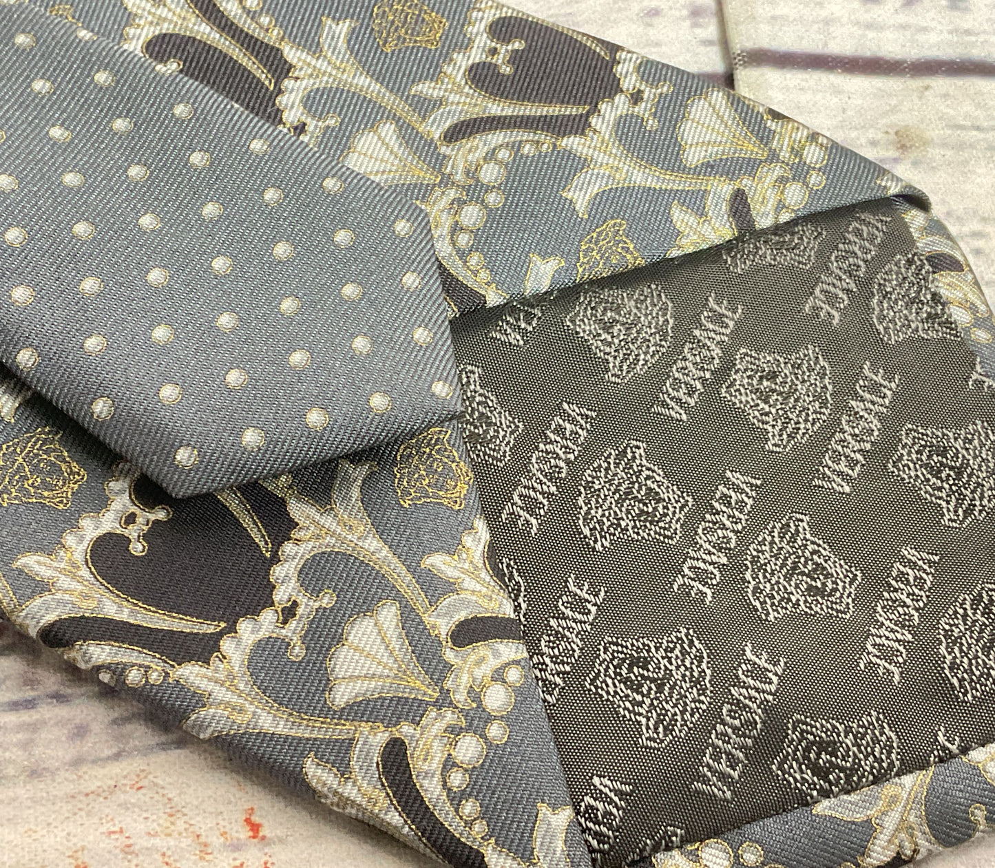 Versace Men's Silk Logo Patterned Tie Multicolor OS