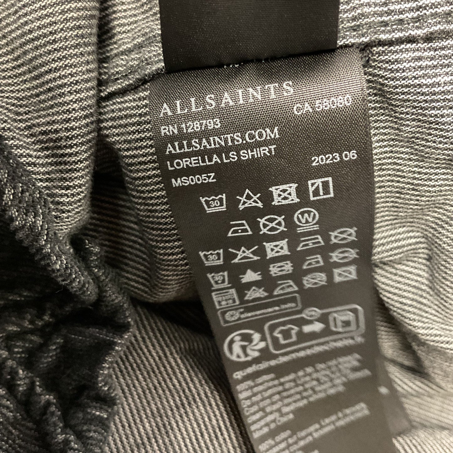 All Saints Lorella Black Corduroy long Sleeve Button Down T-shirt - Size X Small