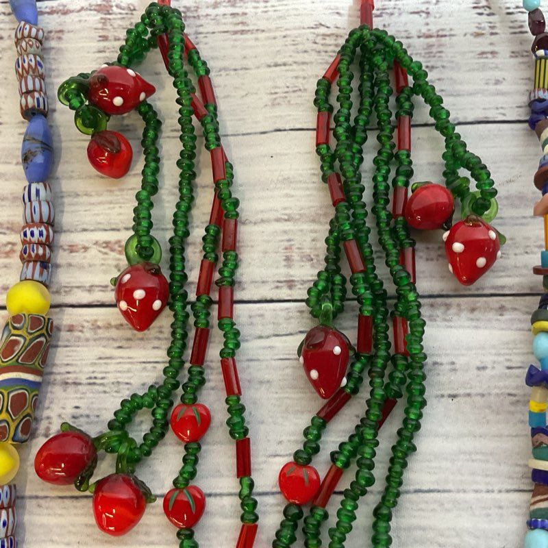Set of 7 VTG. Multi Gemstone, Millefiori and Glass Beaded Necklaces