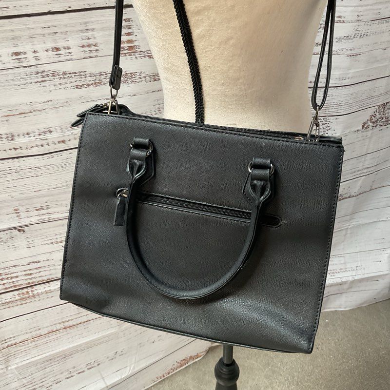 DAVID JONES Women's Black/Gray Leather & Suede Crossbody/Shoulder Bag