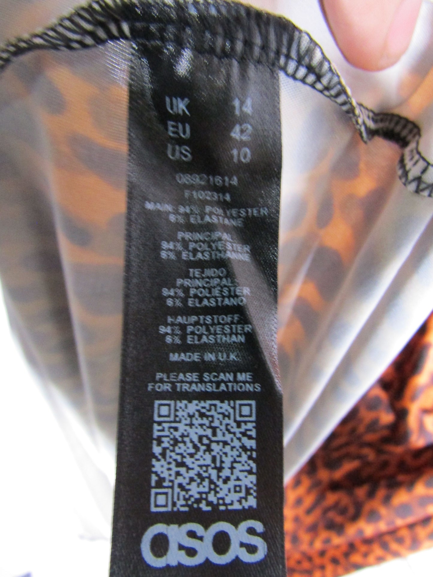 ASOS Women's Brown Leopard Print Open Back Dress Size 10 Made in The UK