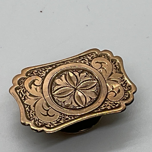 ANTIQUE Brass Victorian Engraved SINGLE Cufflink