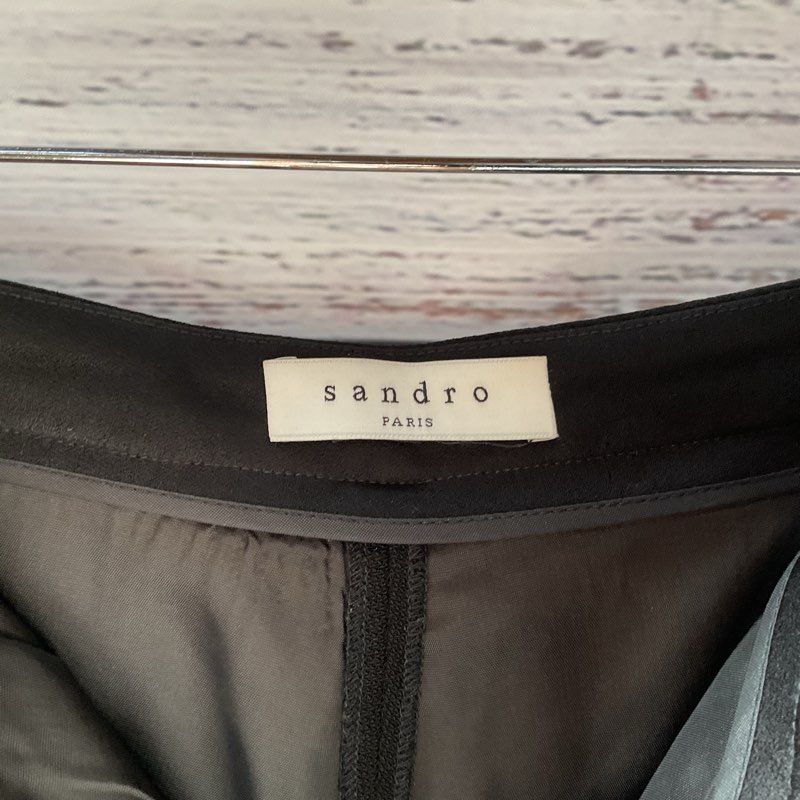 Sandro Paris Black Shear Mesh Lace Knee Pants - Size 34