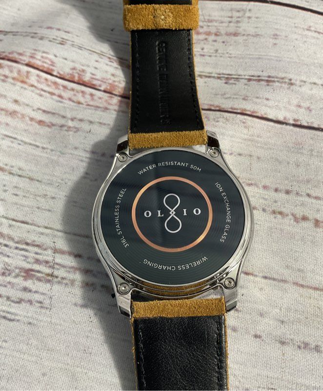 Olio Silver Tone Smart Watch With Leather Strap and Box