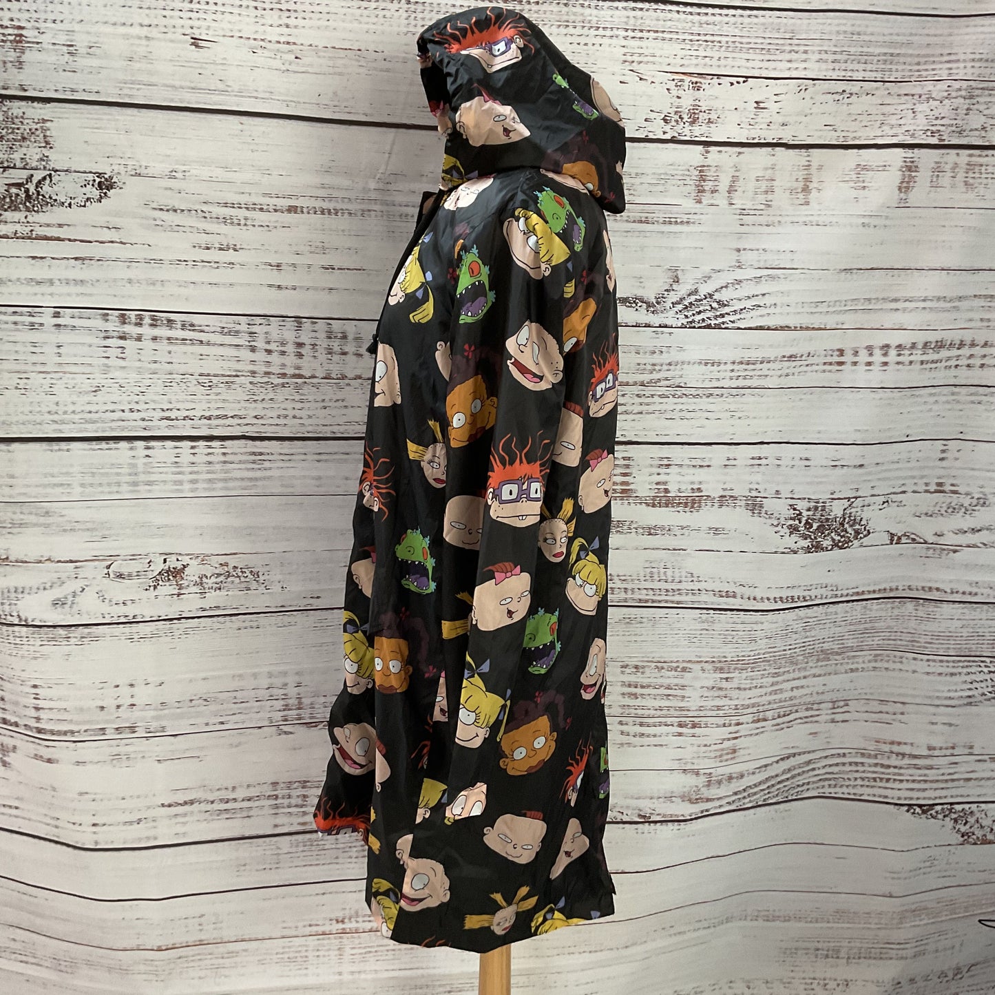 Dolls Kill x Rugrats Black Character Print Windbreaker Hooded Jacket - Size S
