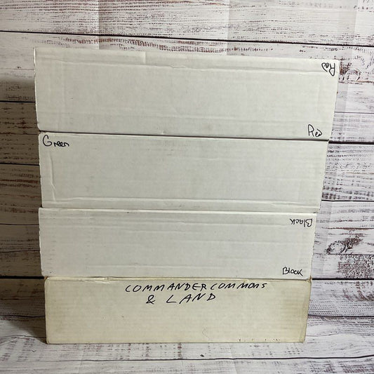 4 Boxes Magic The Gathering Red, Black, Green, Land, Commander Commons Cards