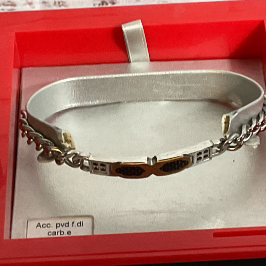 NEW ROSSOAMANTE Silver Tone SS & Rhinestone Curb Chain Bracelet