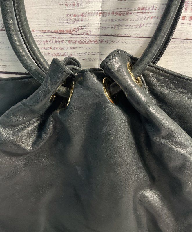 MICHAEL KORS ASTOR Black Pebbled Leather Tassel MK Ring Tote Shoulder Bag