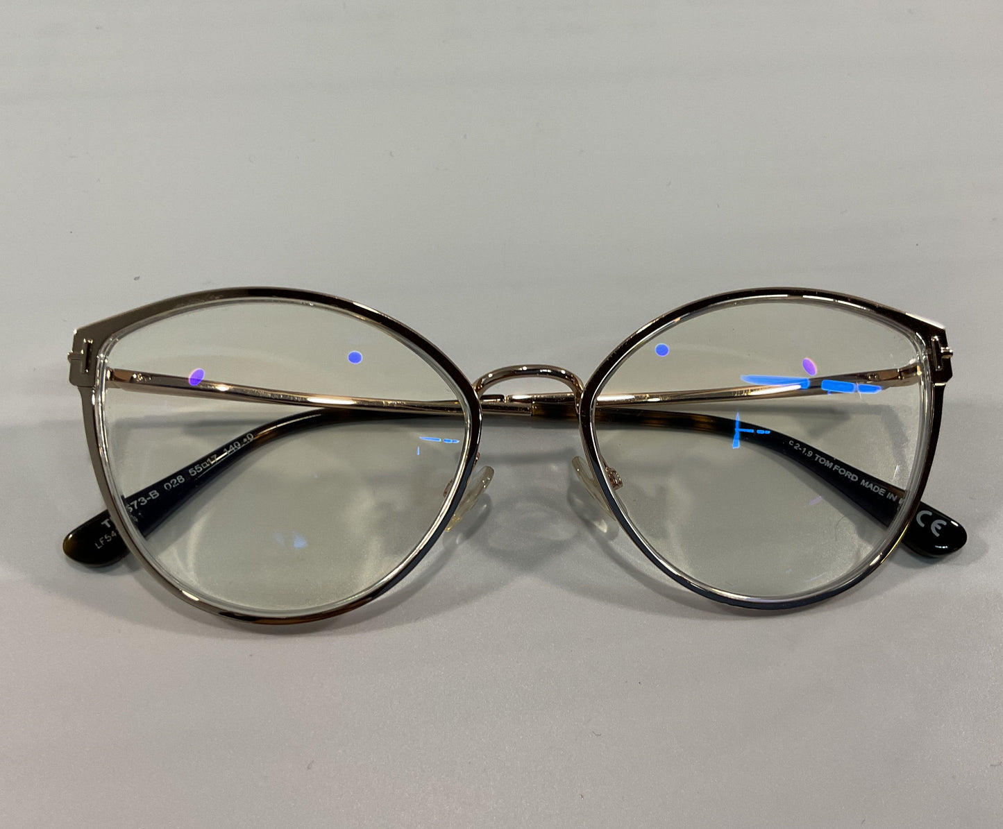 Tom Ford TF5573-B Women's Gold Cat Eye Eyeglasses Frame Made in Italy