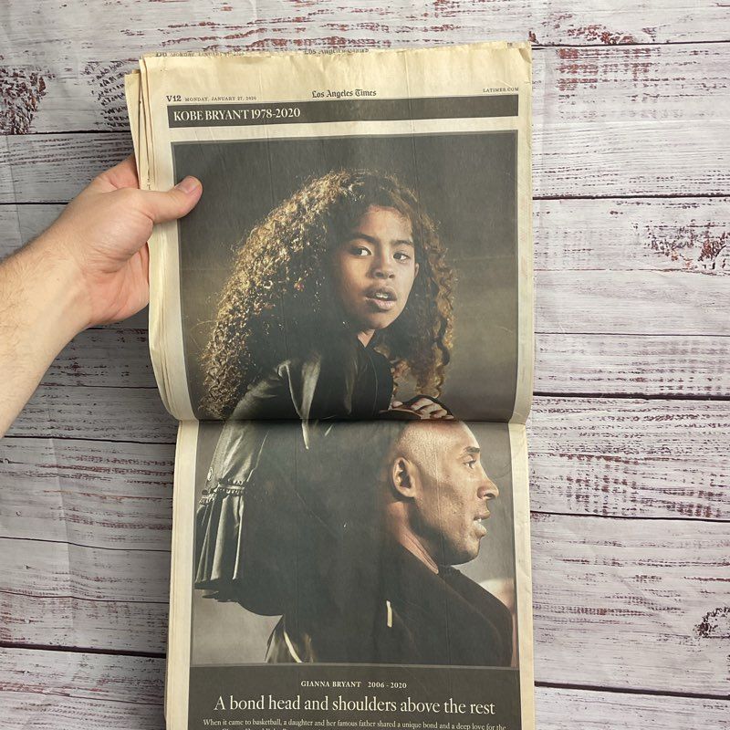 Kobe Bryant Death Tribute La Times Sports Section January 27th 2020