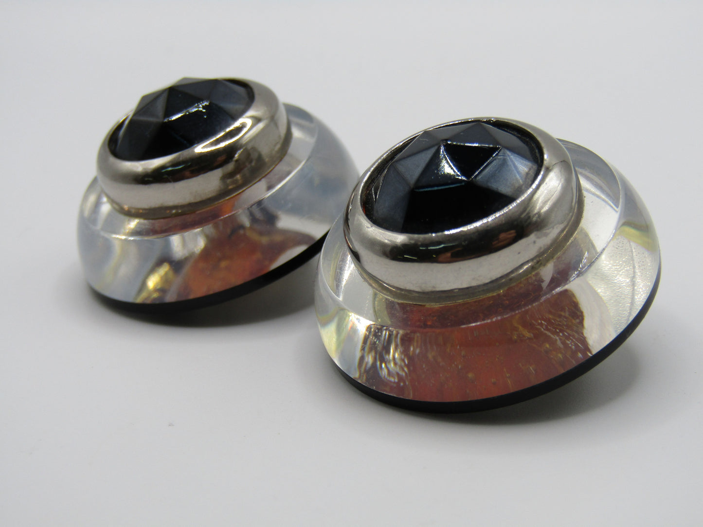 Vintage Diva Chunky Lucite Clip-On Earrings