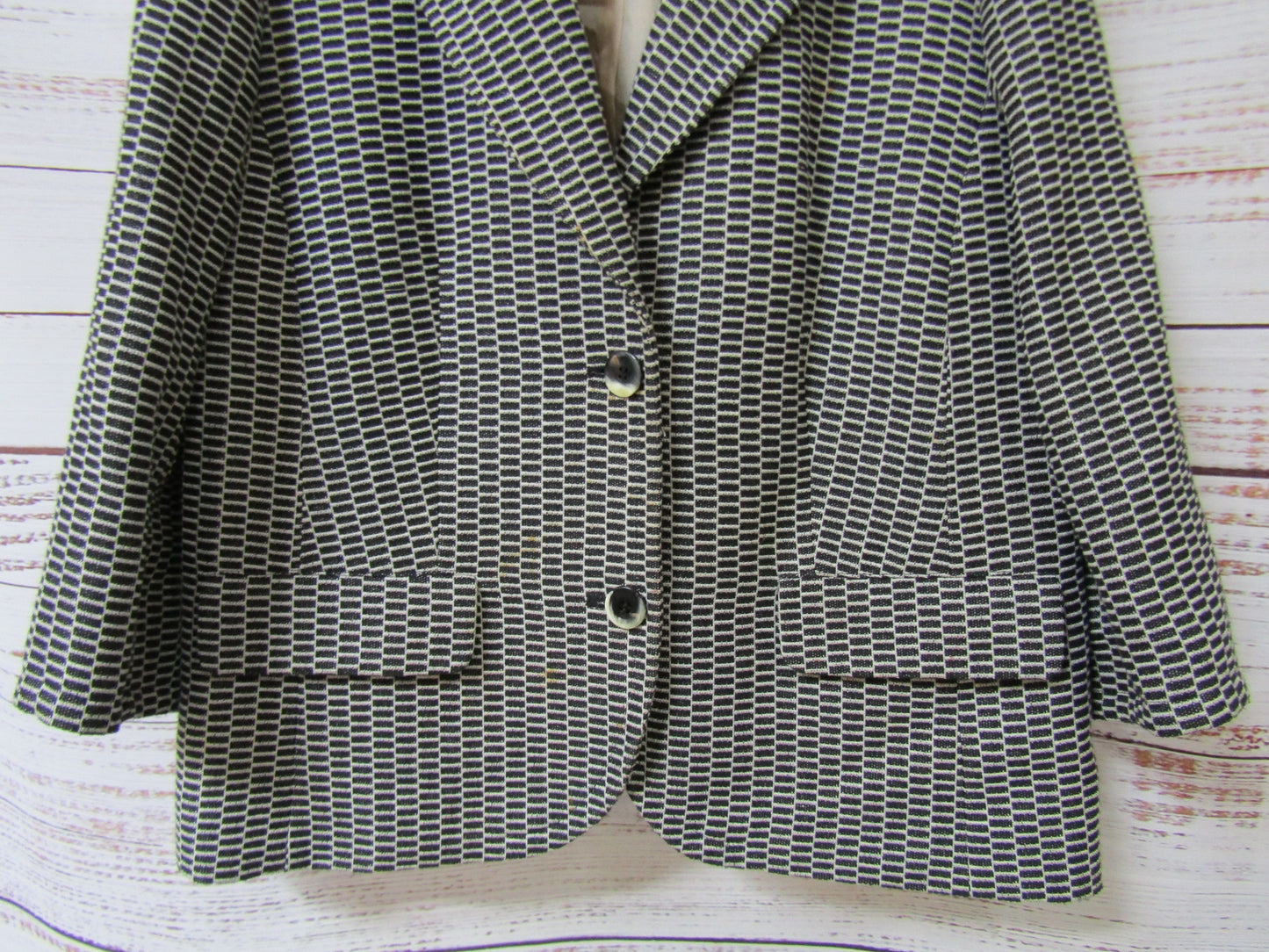 Marina Rinaldi Women's Black & White Cotton Blend Blazer Jacket Made in Italy