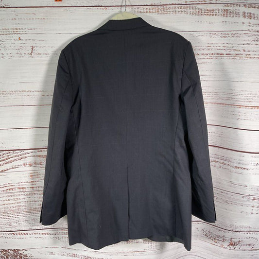 VTG. 80s Burberry Blue Plaid 100% Pure Wool 2 Button Notch Lapel Jacket Size 48R