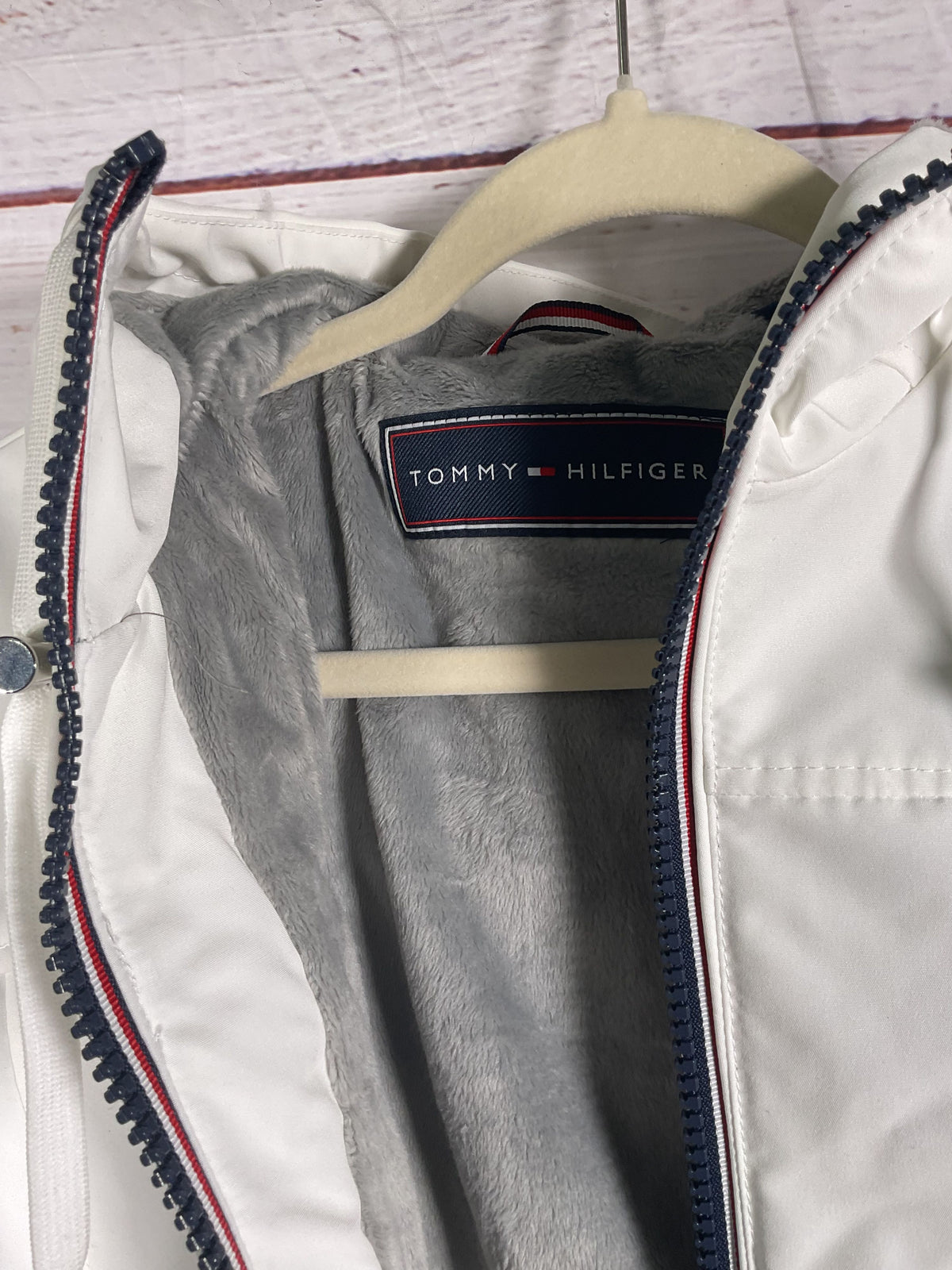 Tommy Hilfiger White Zip Up Fleece Lined Jacket NWT - Size S