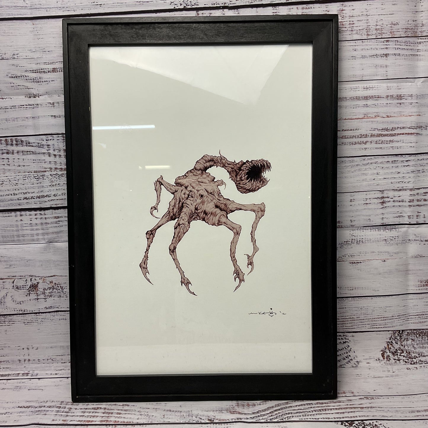 Cronenberg-Esque 5 Legged Flesh Monster Lovecraftian Creature Print Signed