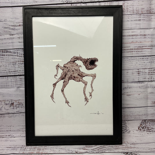 Cronenberg-Esque 5 Legged Flesh Monster Lovecraftian Creature Print Signed