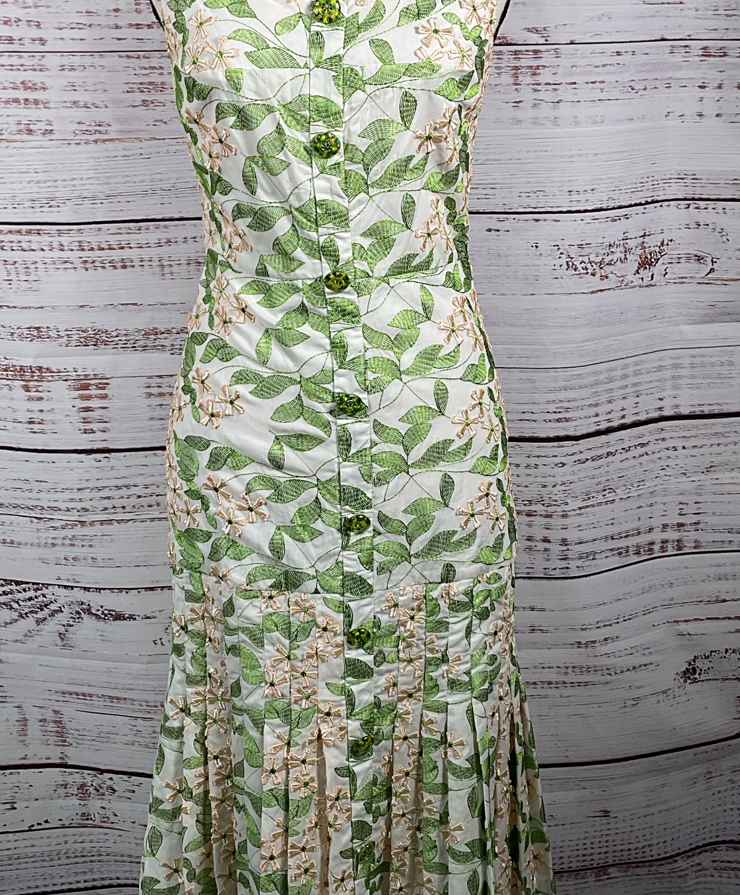 Alexis Floral Embroidered Selma Midi Dress Green Multicolor M