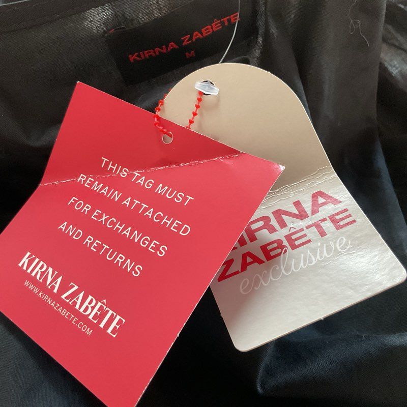 NWT KIRNA ZABETE Women's Black Puffy Sleeve Asymmetric Wrap Dress- SZ M