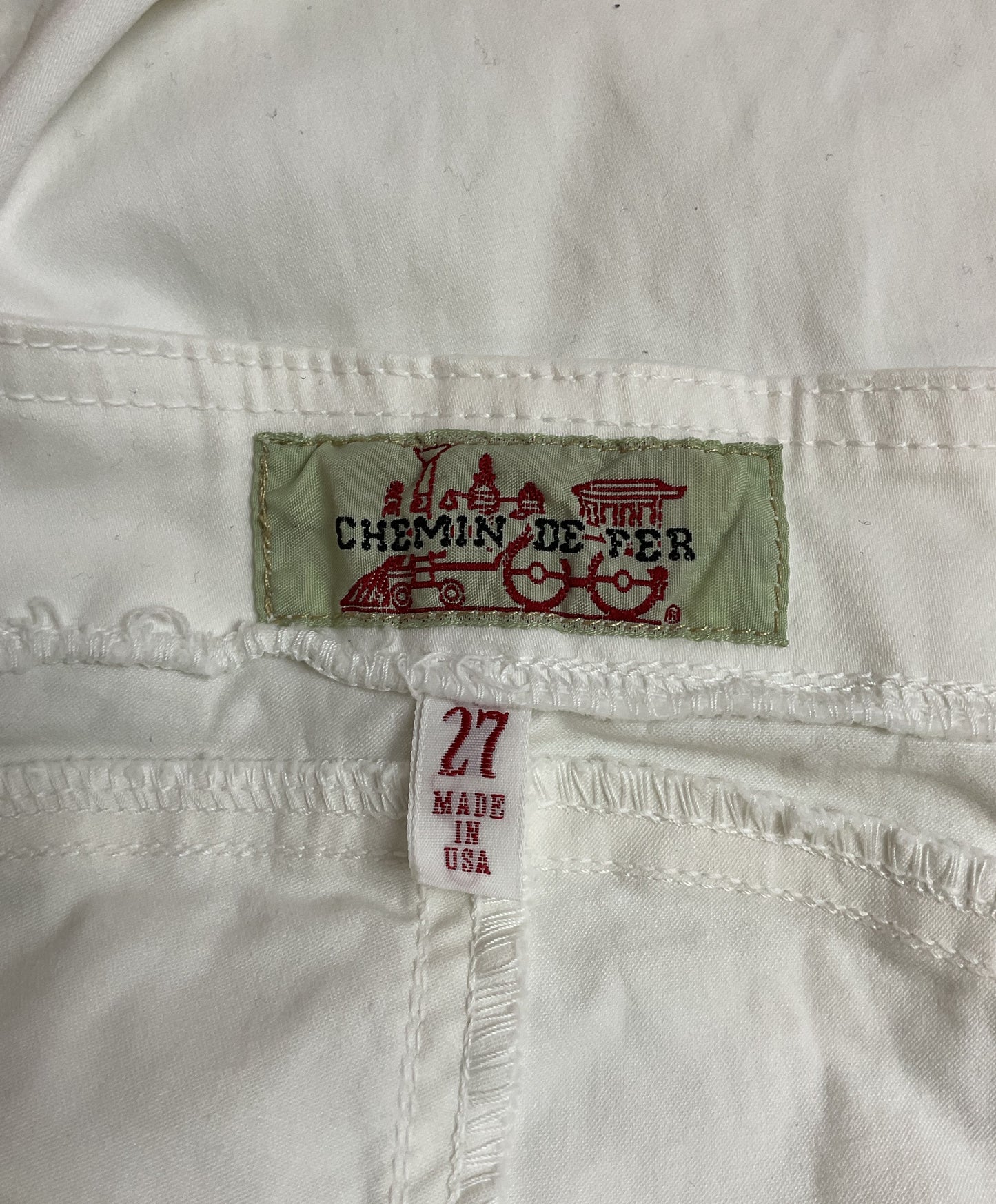RARE Vintage 70's Chemin De Fer White Straight Leg Double Zip Pants - Size 27"