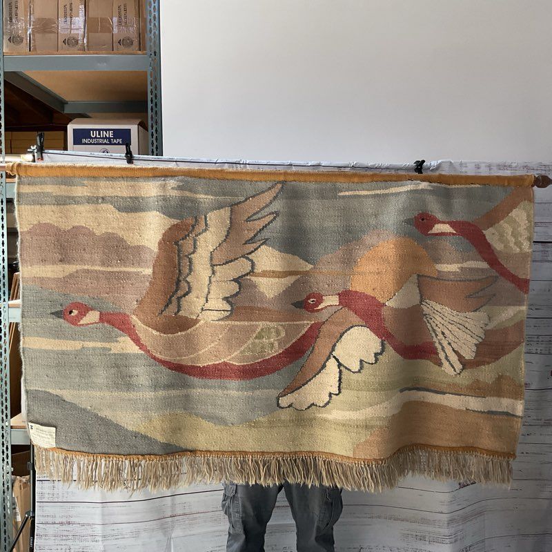 AFRO WEAVERS Wool Mallard Ducks Motif Hanging Tapestry- 42" x 69"