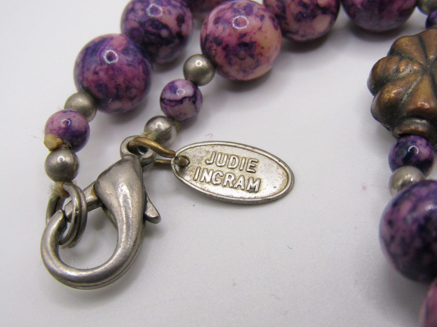 Judie Ingram Purple Swirl Resin Beaded Necklace