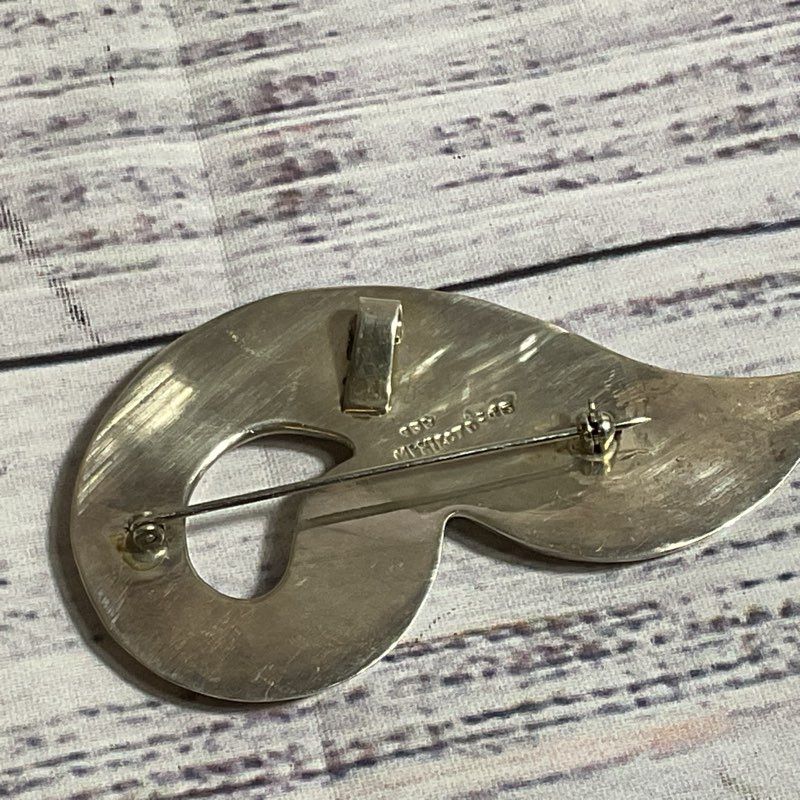 VTG. TAXCO MEXICO Sterling Silver 3" Swirl Pendant/Brooch- 25.36g