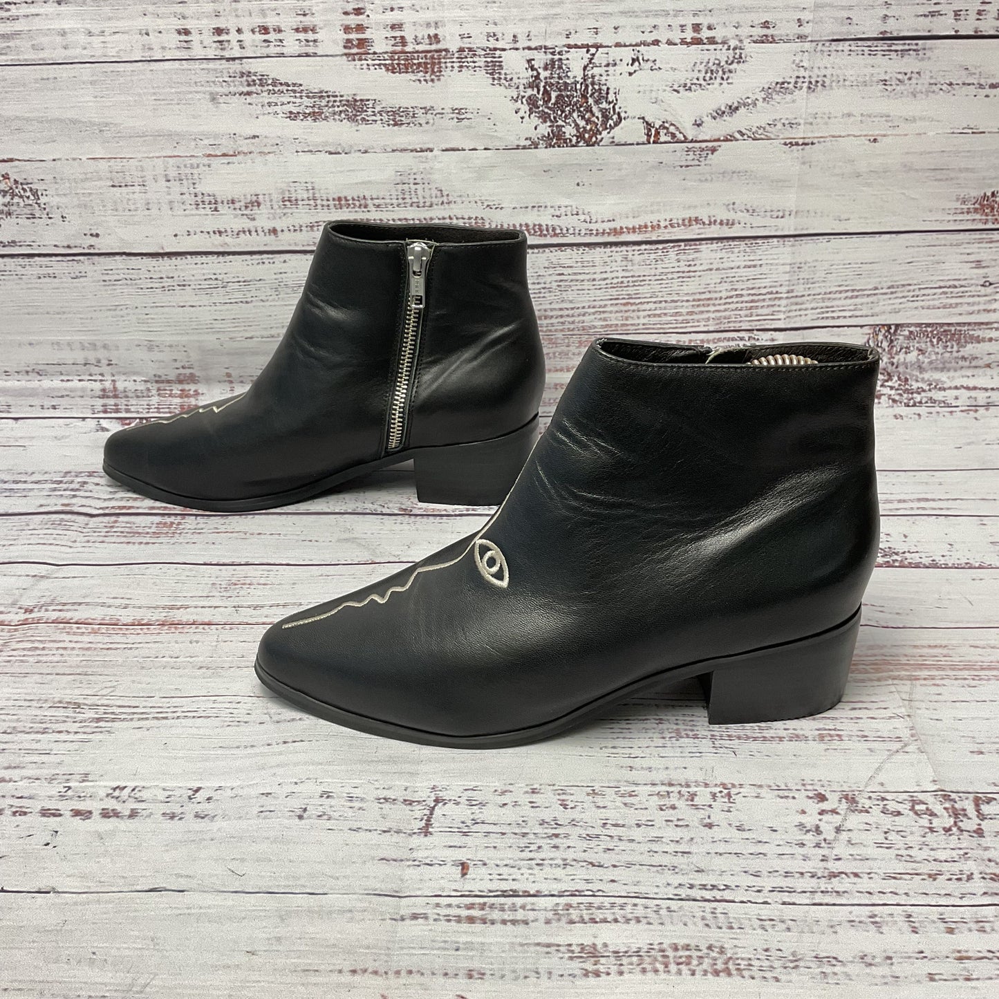 Grey City Black Ankle Boot Women Size 6.5