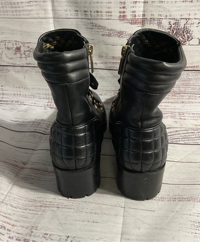 Women's Karl Lagerfeld Paris Pervot Quilted Black Leather Booties Size 10 M