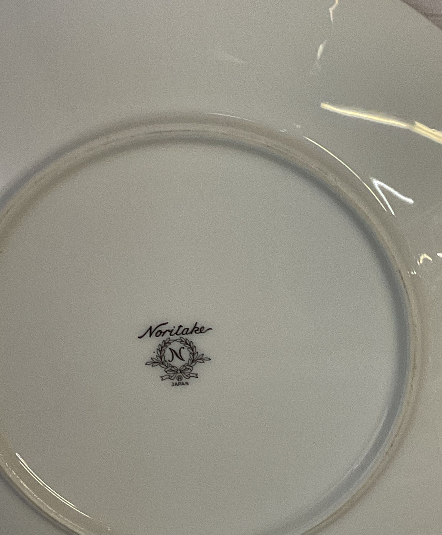 Noritake Porcelain Platinum Trim Set of 8 Salad Plates White