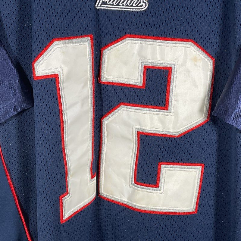 NFL Equipment Authentic RBK Tom Brady #12 Blue Patriots Football Jersey Size 50