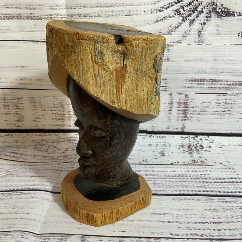 VTG. Hand Carved Ebony Wood Makonde Maasai African Woman Tanzania Sculpture