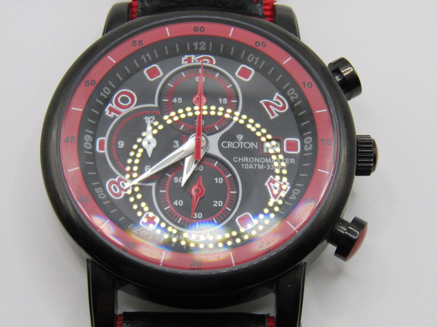 Croton Chronomaster Men's Black & Red Chronograph Watch CC311212