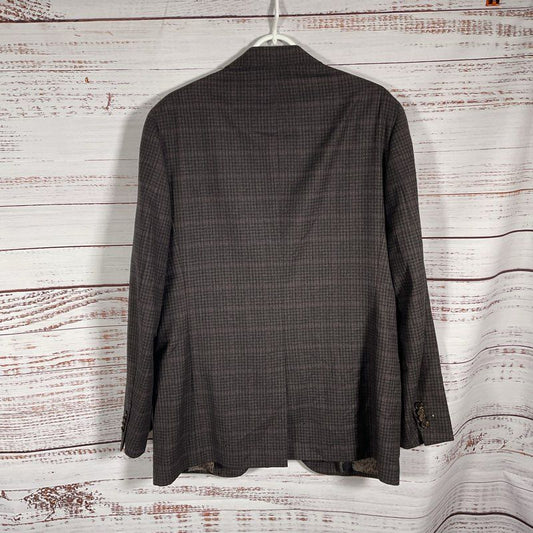 Etro Milano Gray/Purple Plaid Wool Blend Sportcoat Suit Jacket - Size 52L