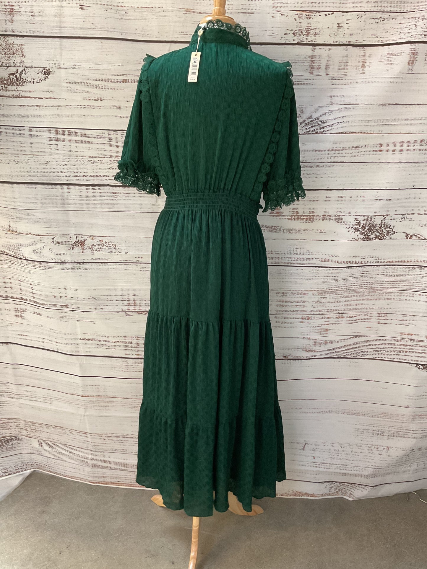 Max Studio Emerald Jacquard Green Dot Lace Dress - Size XL New W/ Tag