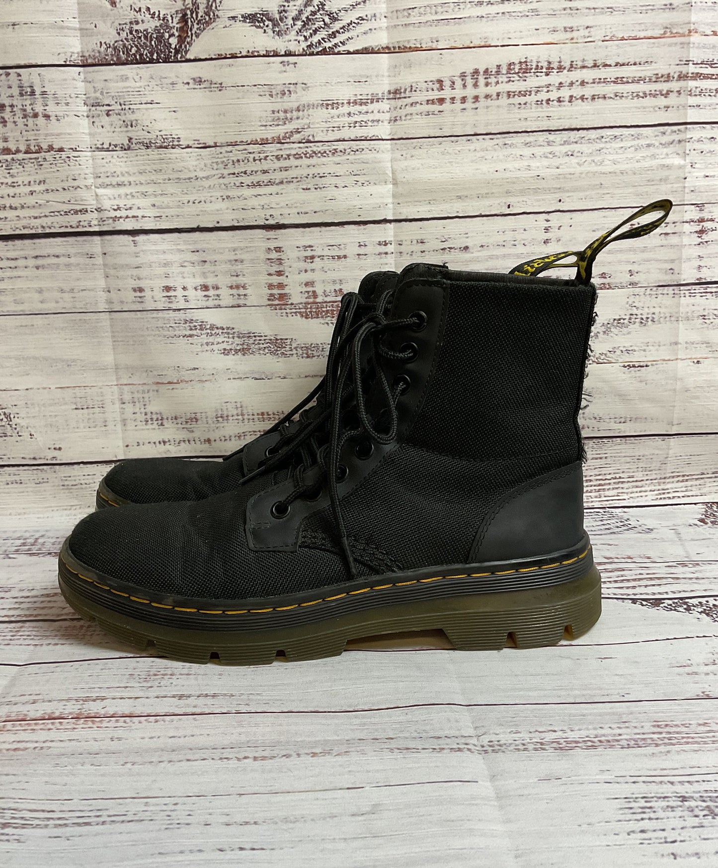 Dr. Martens Black Canvas Lace-Up Combat Boot Men 7