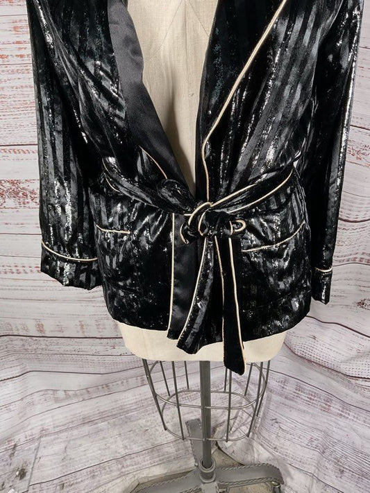 Victoria's Secret Women's Black Metallic Robe Size