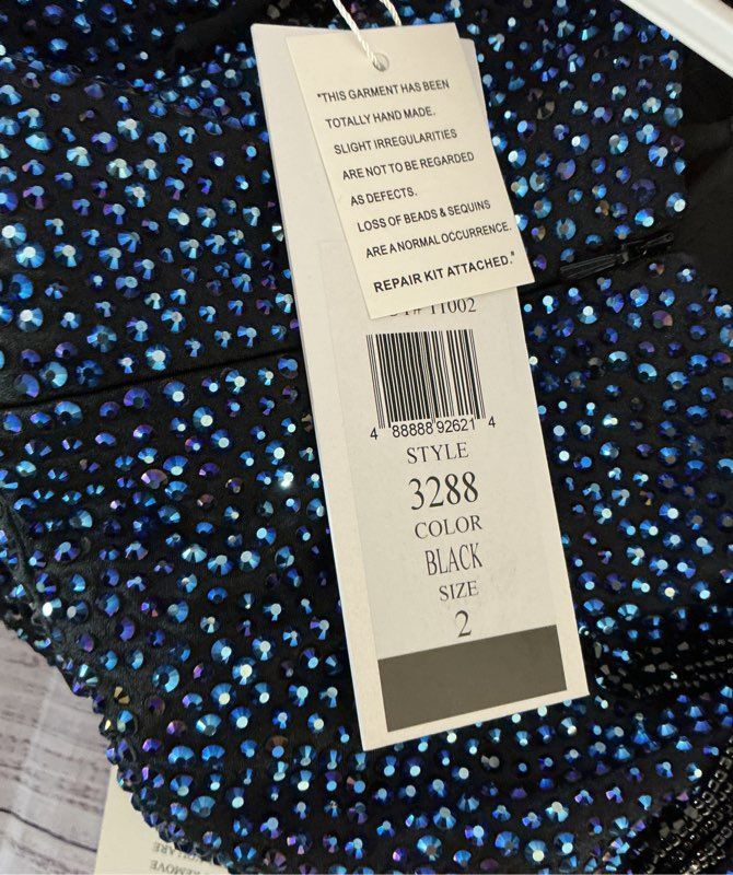NWT Colors Blue and Black Beaded Dress Size 2 STUNNING!!