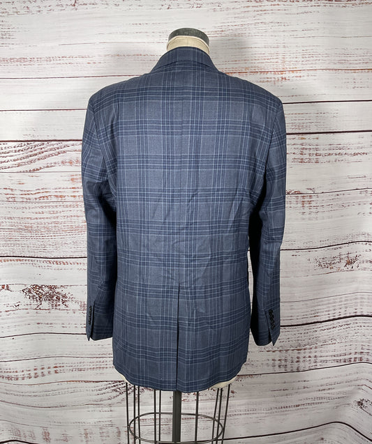 Men's Brooks Brothers Blue Plaid Lambs Wool Blazer - Size 42