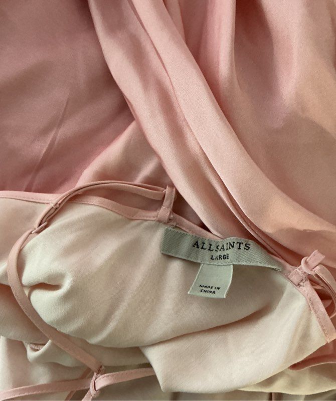 Women's All Saints Nectar Pink Satin Slip Dress Size L
