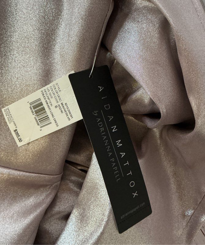 NWT Women's Aidan Mattox Mauve Silver Foiled Mikado Dress Size 6 Retail $395