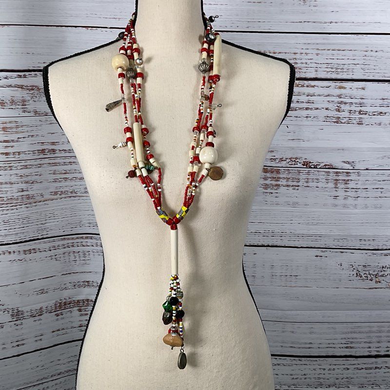 Set of 7 VTG. Multi Gemstone, Millefiori and Glass Beaded Necklaces