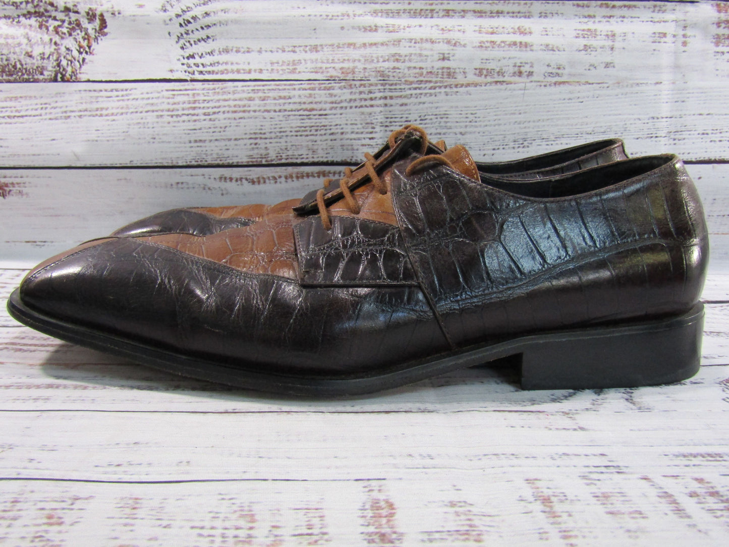 Giorgio Brutini Men's Brown Croc Embossed Oxford Shoes Size 12