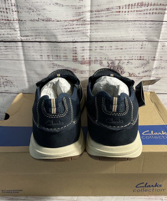 NEW CLARKS Sailview Step Slip-On Shoe Men's Size US 12 M Navy Nubuck