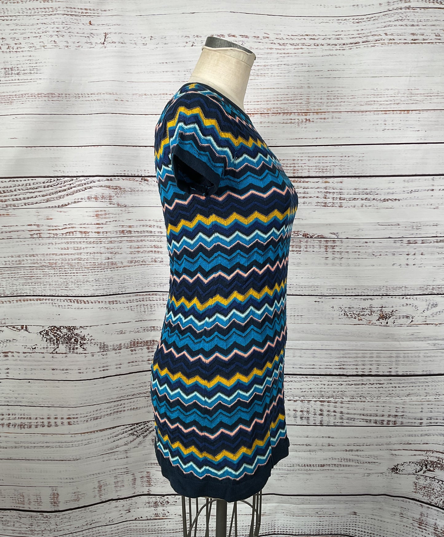 Missoni For Target Blue, Yellow and Pink Chevron Casual Dress - Size Small